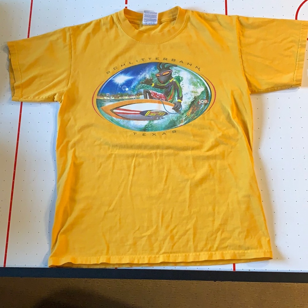 Schlitterbahn water park t shirt. Yellow. Men’s Medium but fits like a small.